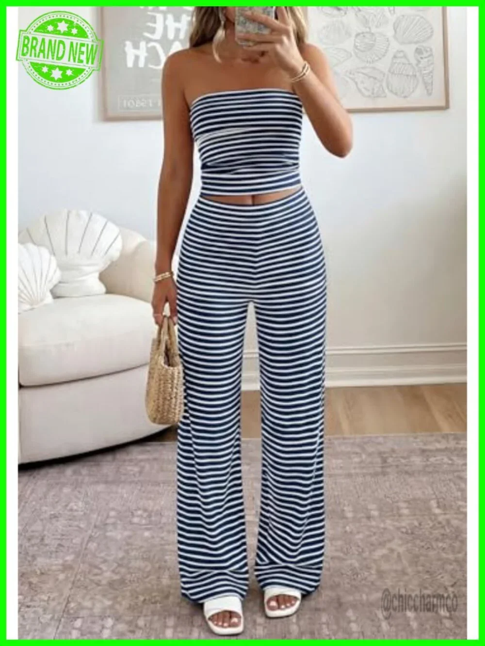 Two Piece Striped Sets Women Matching Loungewear Vacation Outfits Lightweight